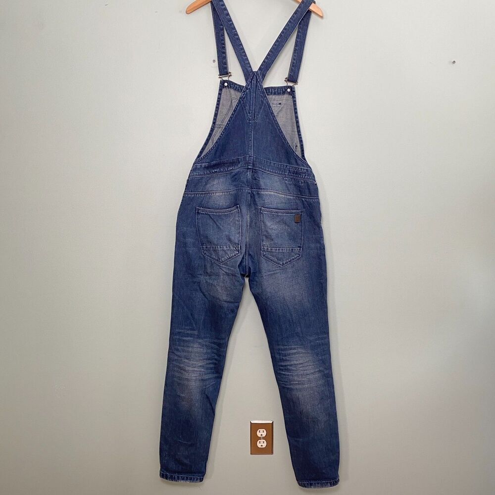 Zara Man Denim Overalls Mens Medium Blue Straight Leg Distressed Cotton Workwear - Picture 6 of 14